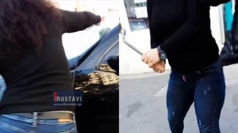 რუსთავში ცოლმა ქმარს ავტომობილი დაუმტვრია [video]